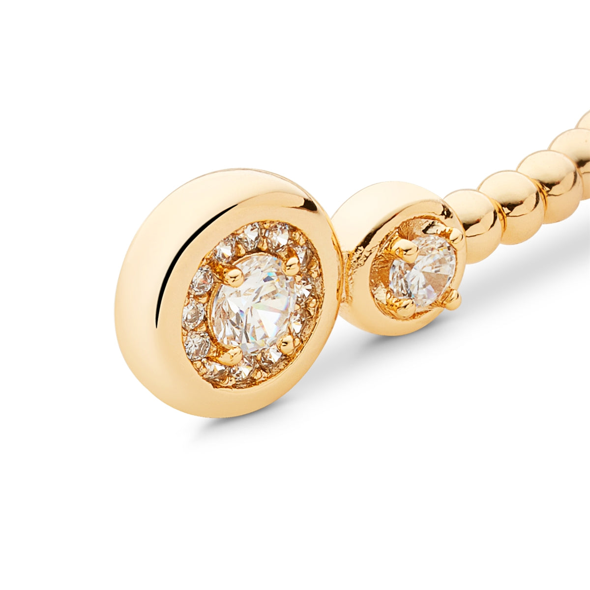 August Woods Gold Puffed Double Halo CZ Open Bangle