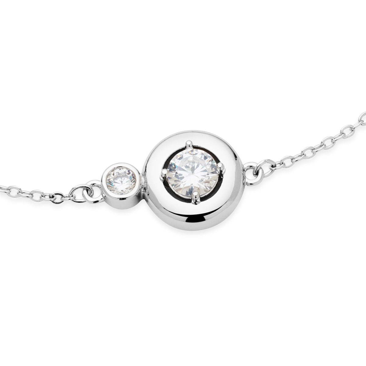 August Woods Silver Puffy Bezel CZ Stud Bracelet