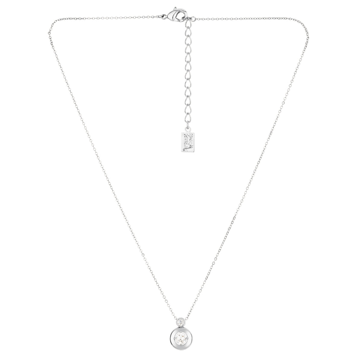 August Woods Silver Puffy Bezel CZ Necklace