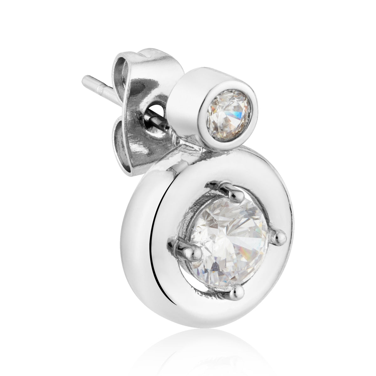 August Woods Silver Puffy Bezel CZ Stud Earrings