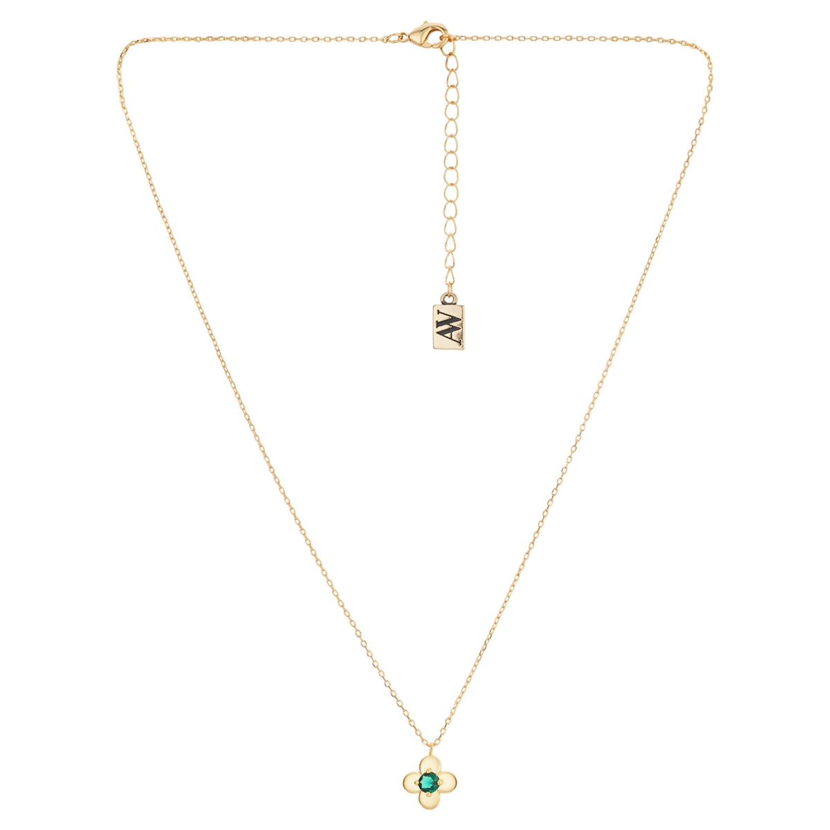 August Woods Gold Clover Green CZ Necklace