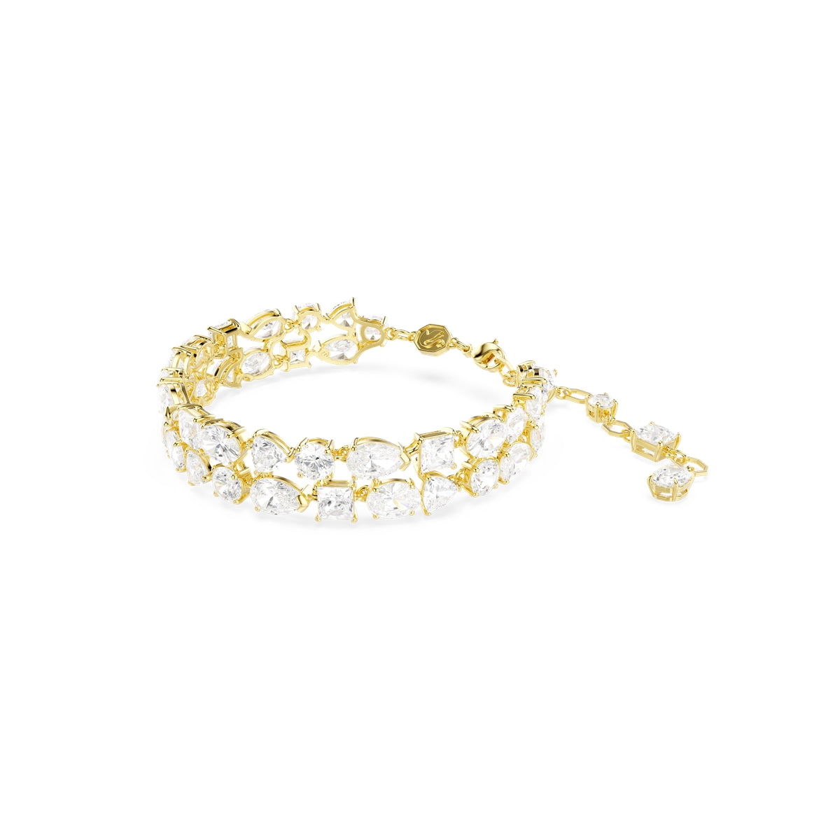 Swarovski Gold Mesmara White Mixed Cuts Double Bracelet