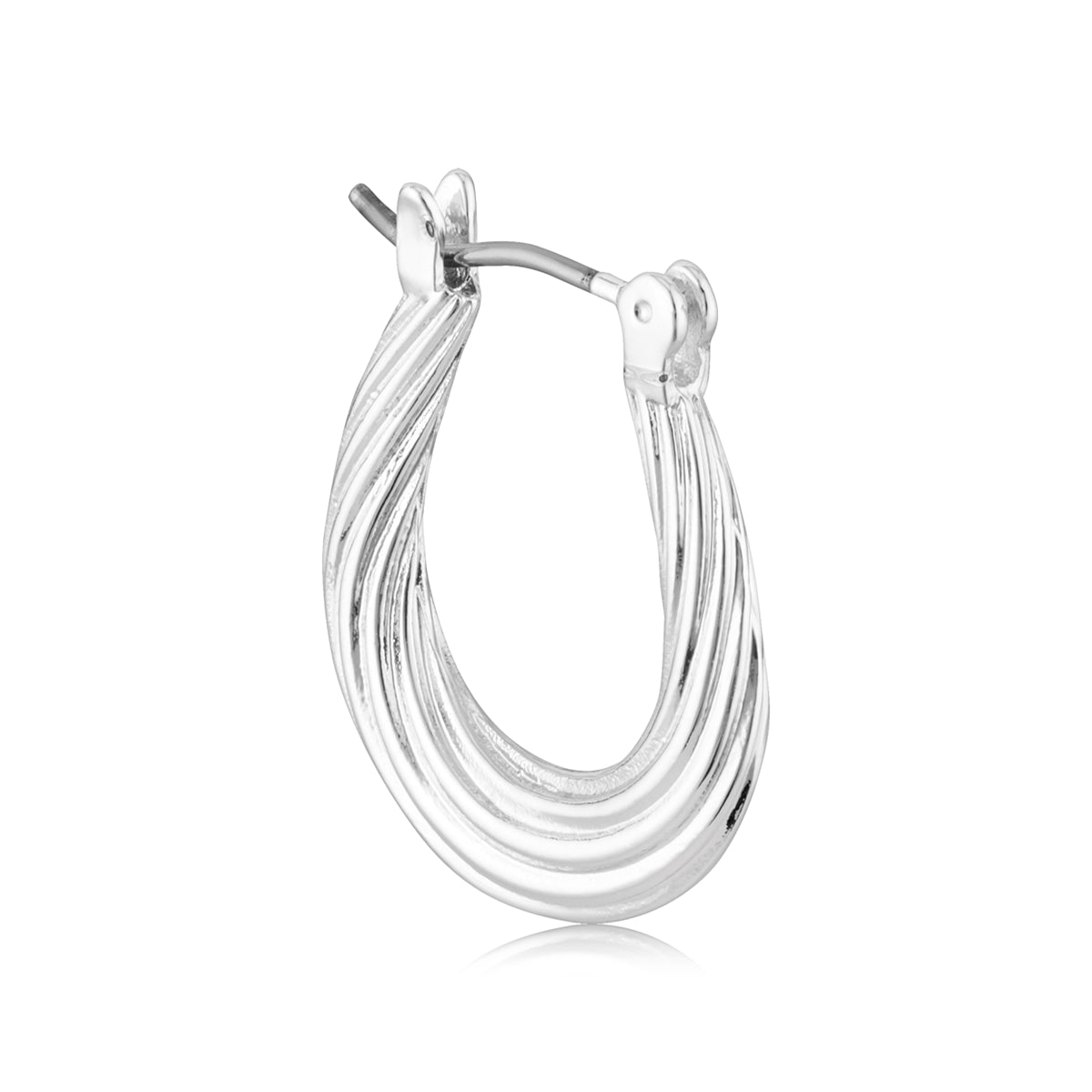 August Woods Silver Twist Creole Oval Hoop Earrings