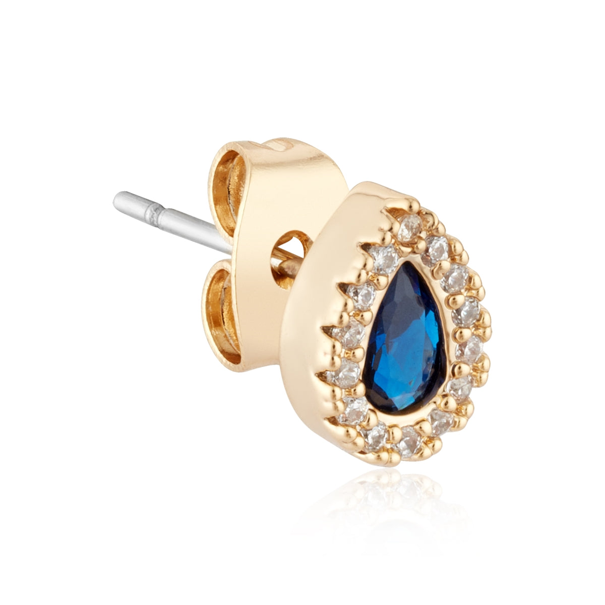 August Woods Gold Blue Teardrop Halo Earrings