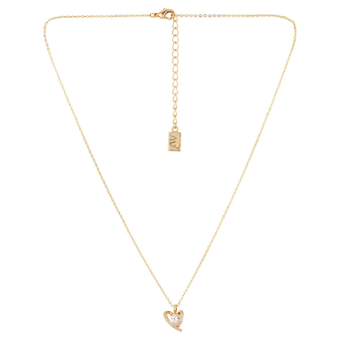 August Woods Gold Oval Solitaire Caged Heart Necklace