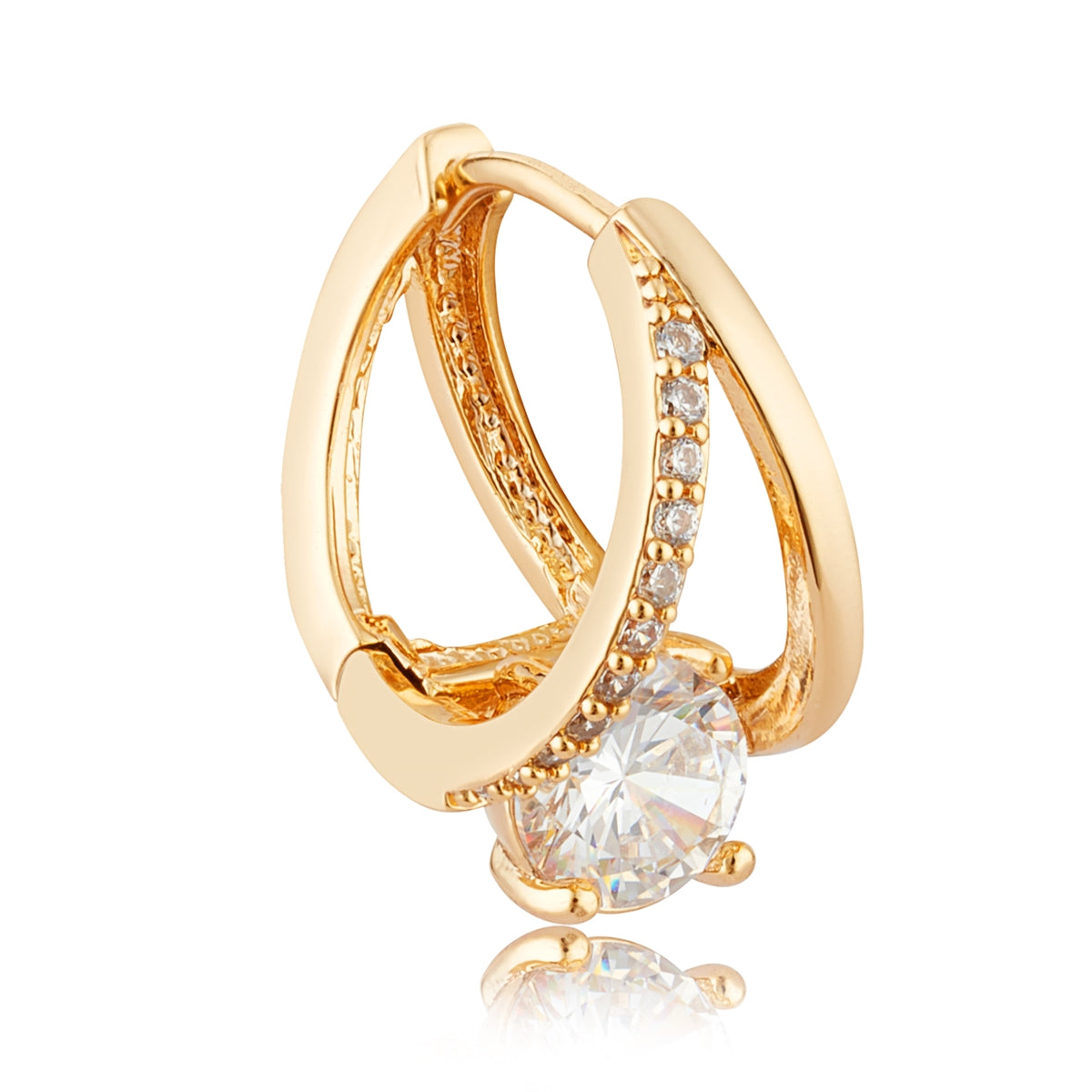 August Woods Gold CZ Solitaire Double Hoops