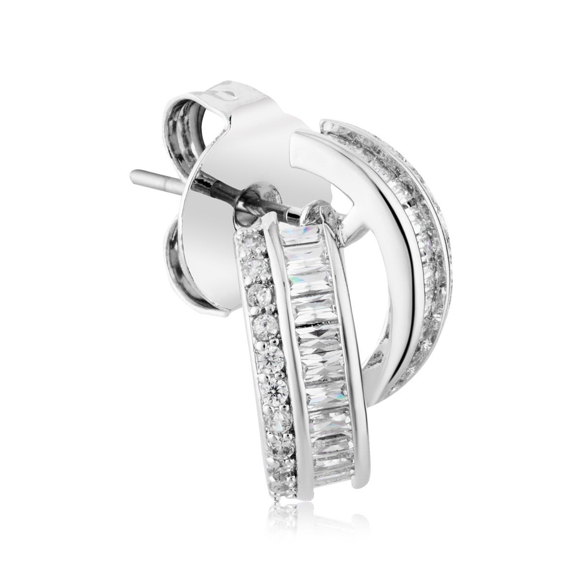 August Woods Silver Double Half CZ Hoops Earrings