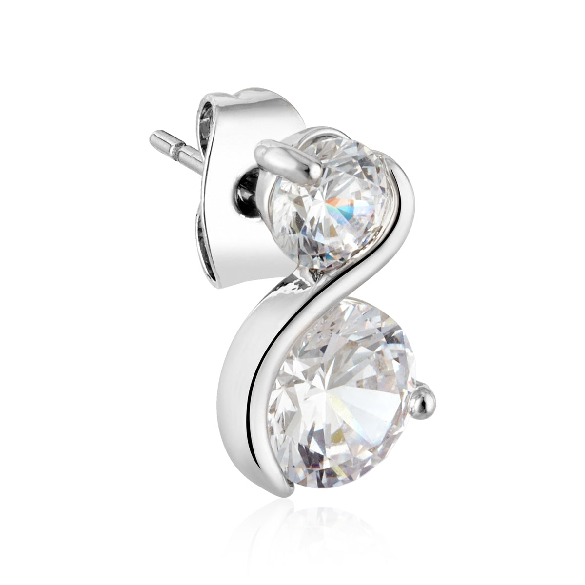 August Woods Silver Double Solitaire Stud Earings
