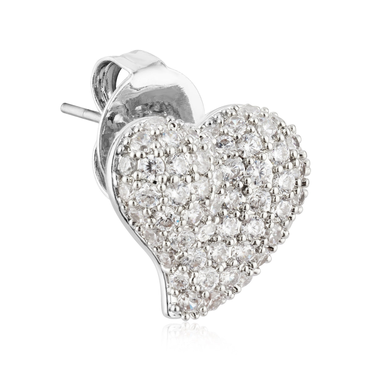 August Woods Silver Pavé Puffy Heart Earrings
