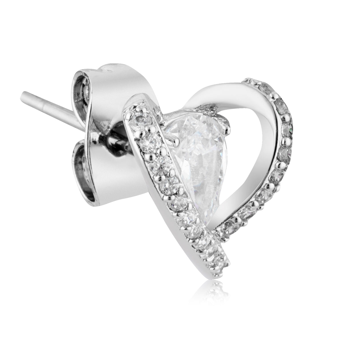 August Woods Silver Solitaire Caged Heart Earrings