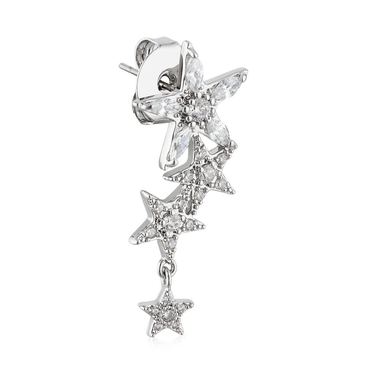 August Woods Silver CZ Star Drop Earrings