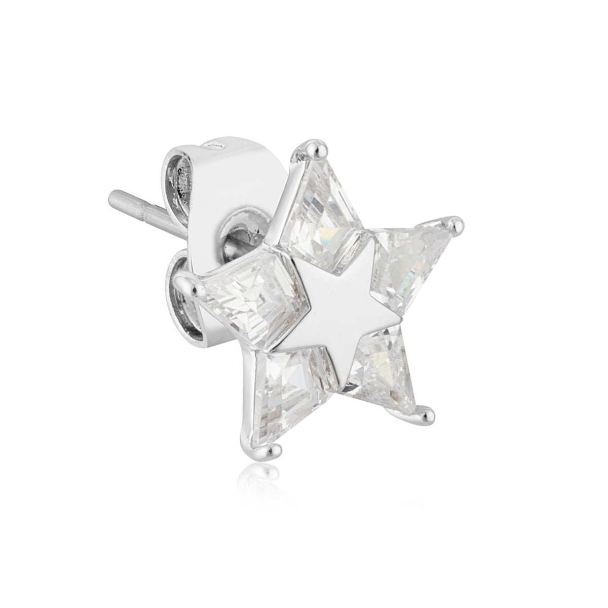 August Woods Silver Pavé Mirror Star Stud Earrings