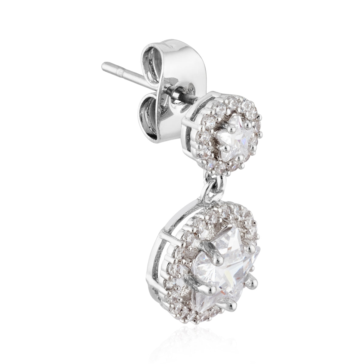 August Woods Silver Star Pavé Drop Earrings
