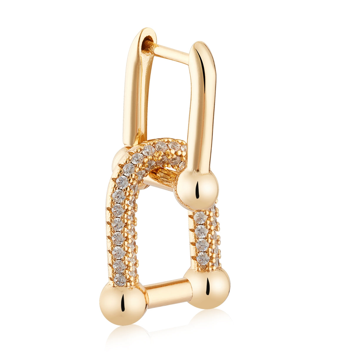 August Woods Gold Luxe Link Pavé Drop Earrings