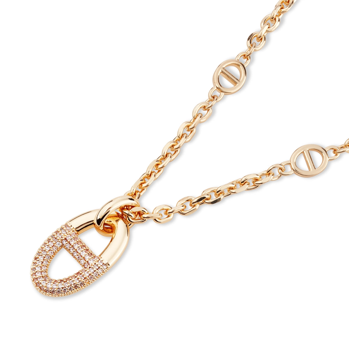 August Woods Gold Luxe Link Pavé Pendant Necklace