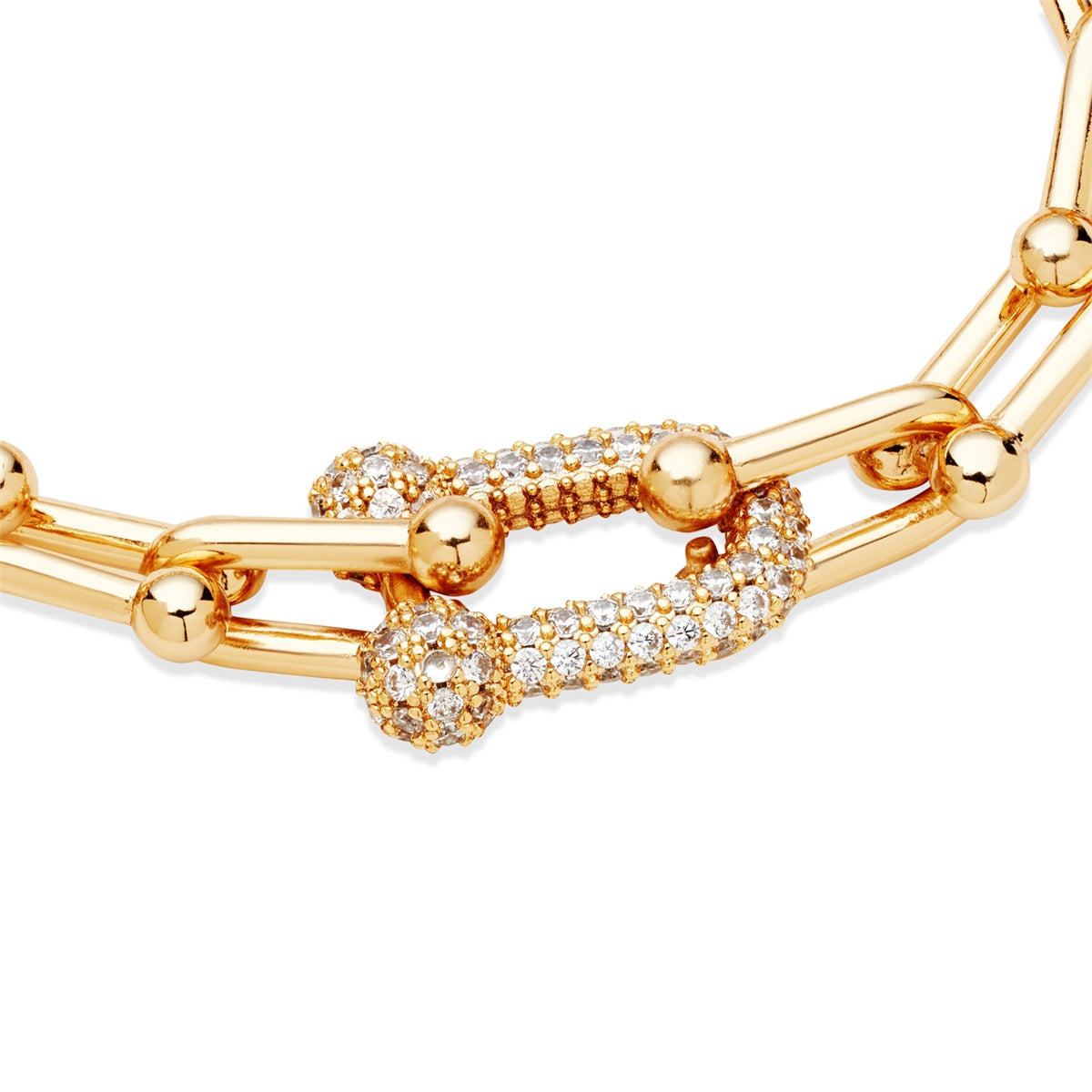 August Woods Gold Pavé Large Luxe Link Bracelet