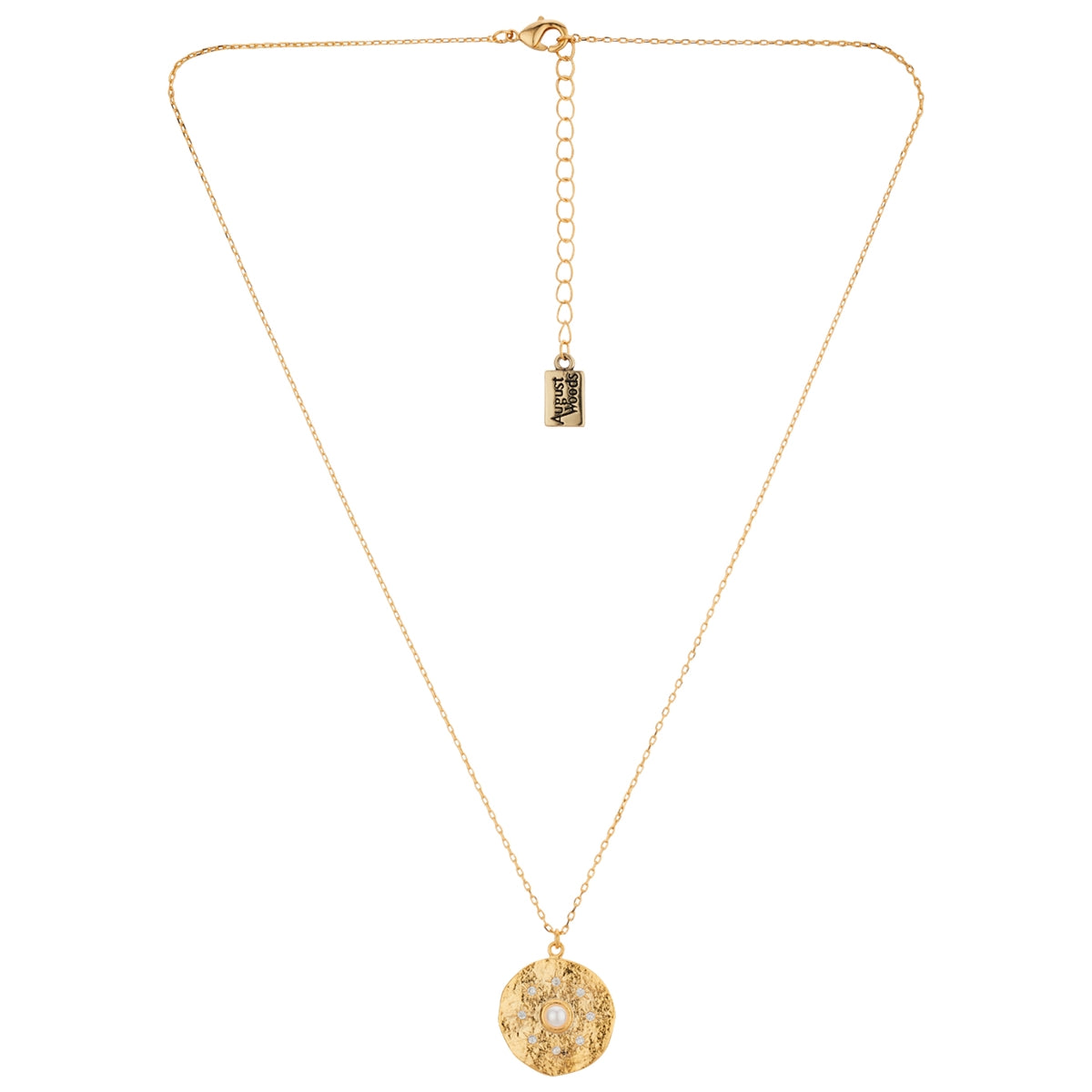 August Woods Gold Pearl Star Disc Necklace
