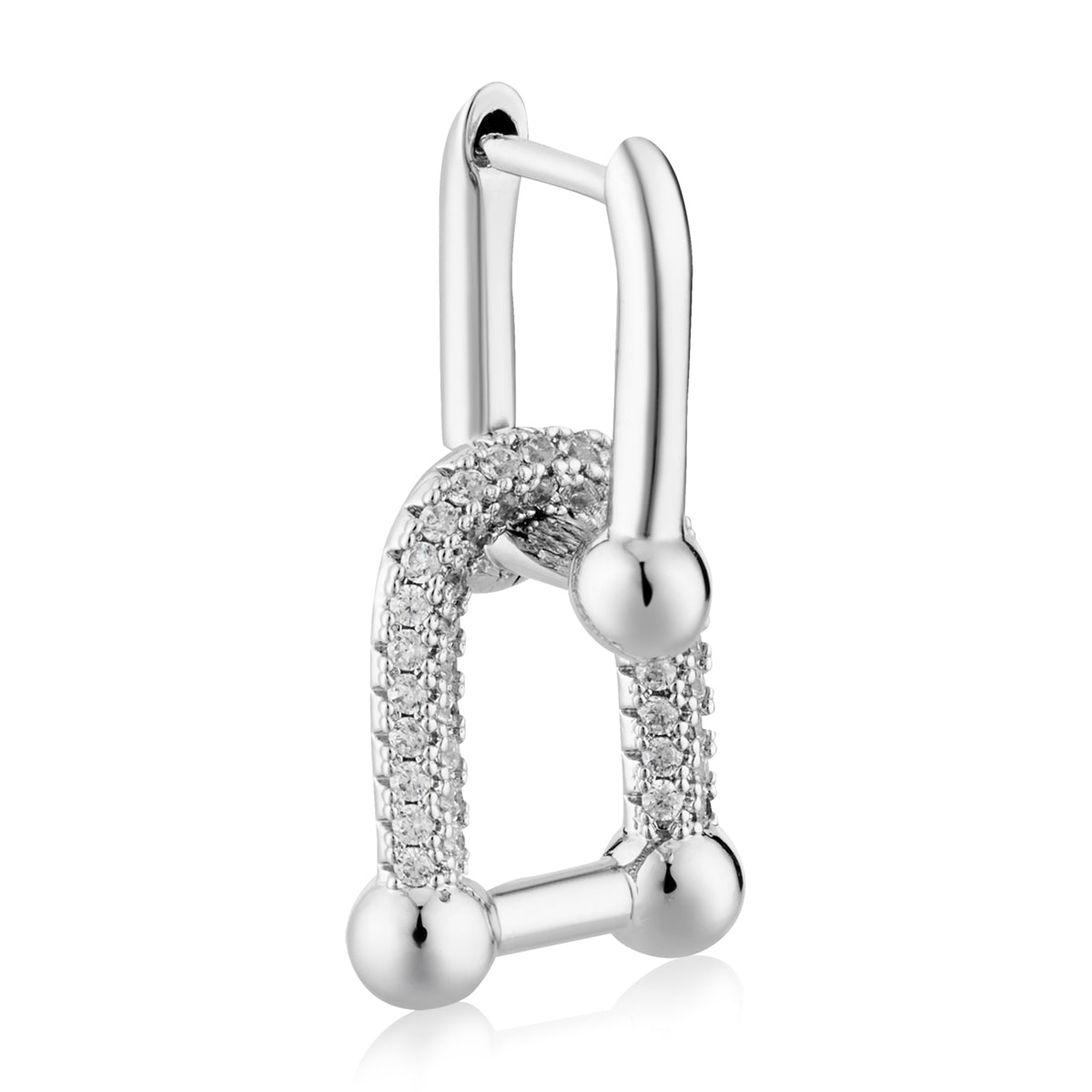 August Woods Silver Luxe Link Pavé Drop Earrings