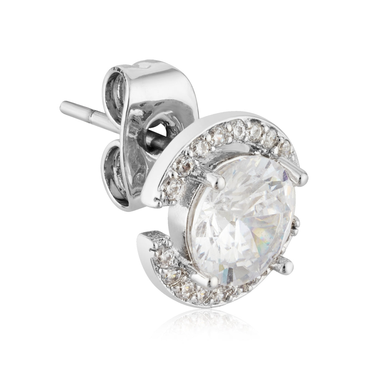 August Woods Silver Open Halo Stud Earrings