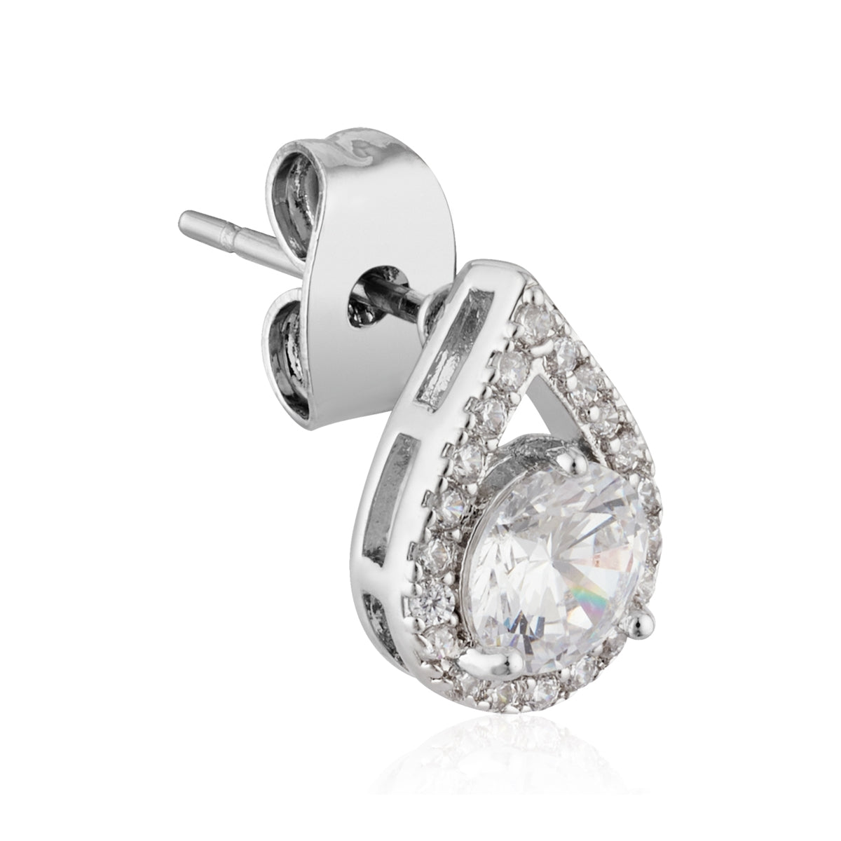 August Woods Silver Teardrop Halo Studs