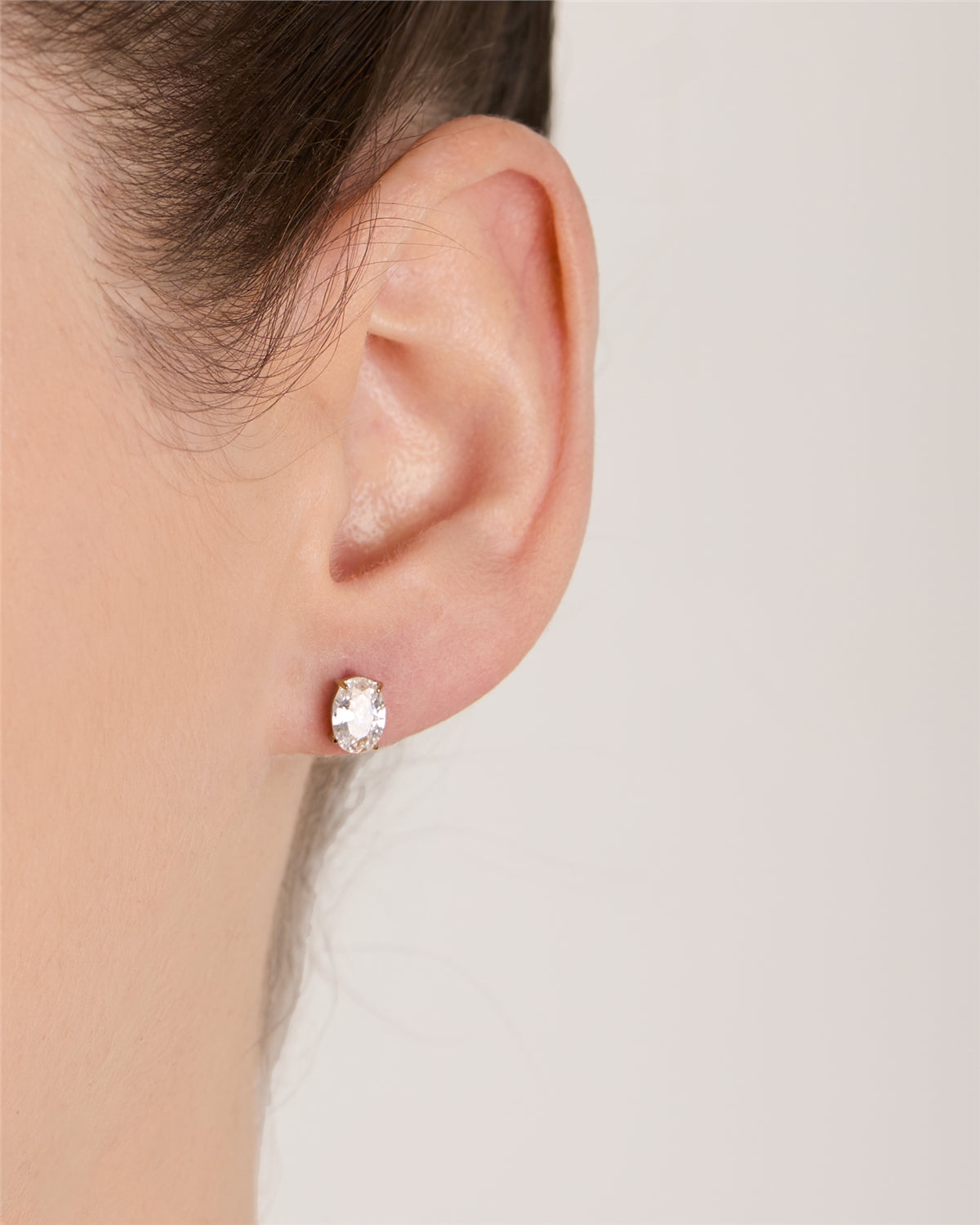 Over & Over Gold 14K Plated Oval CZ Earrings