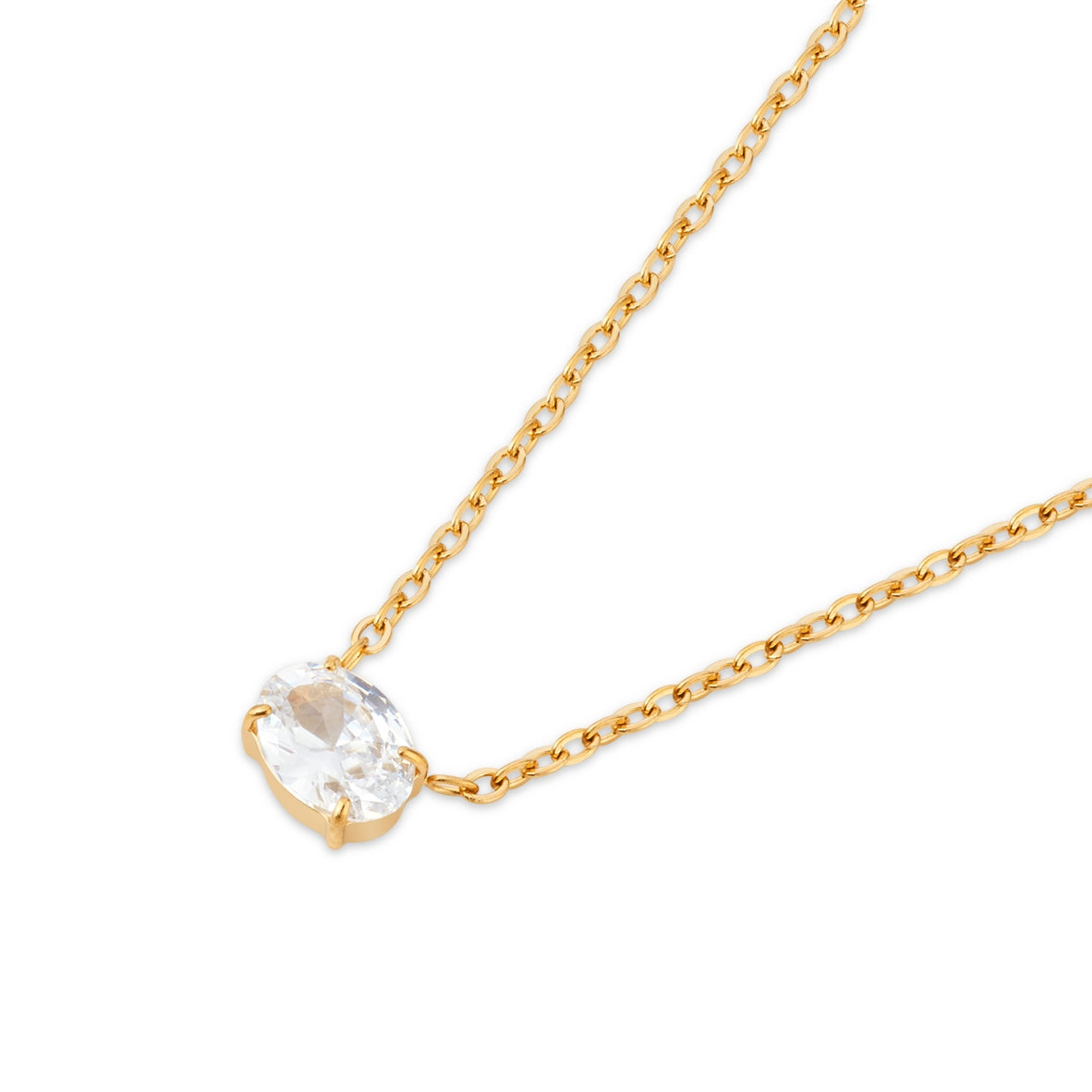 Over & Over Gold 14K Plated Oval CZ Necklace
