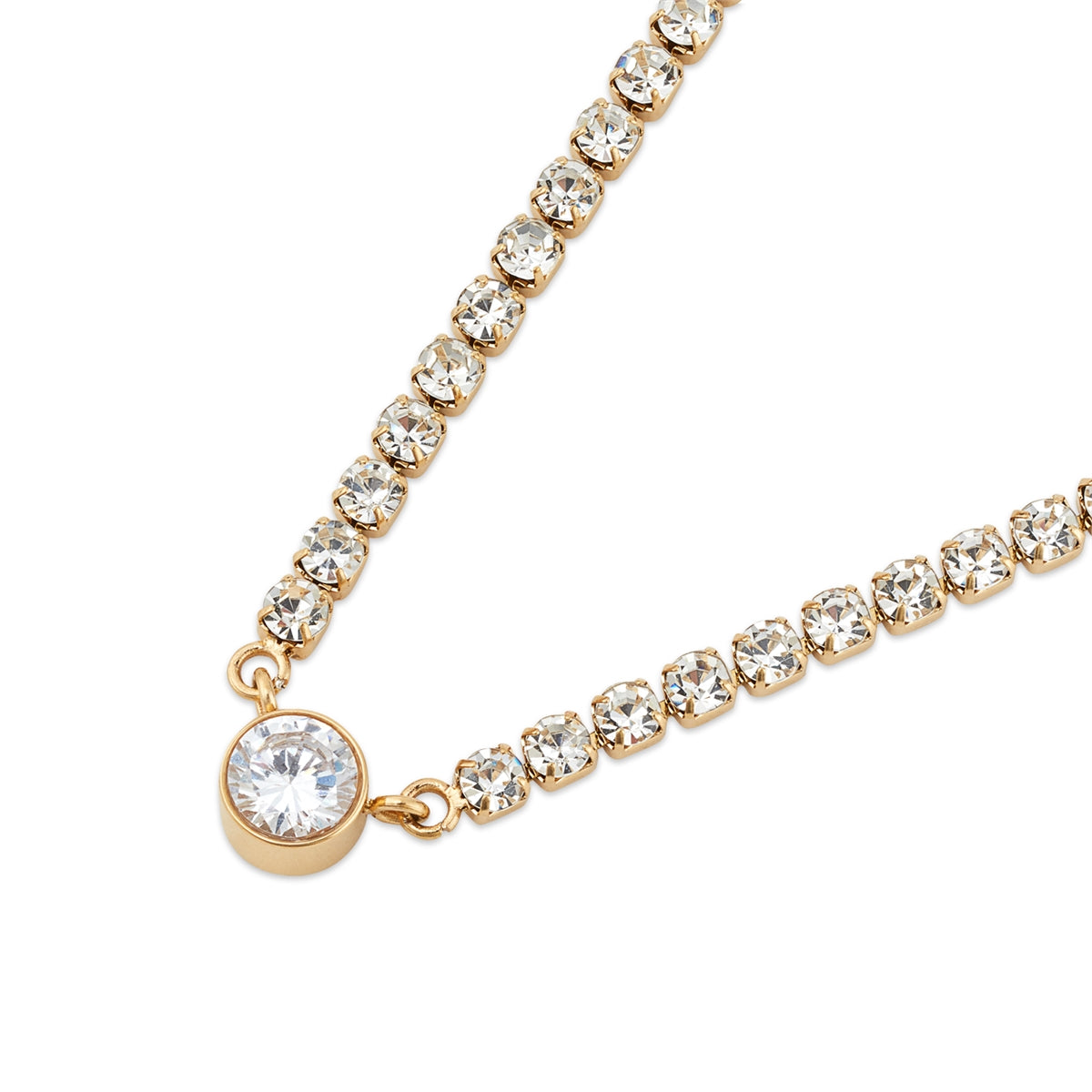 Over & Over Gold Stainless Steel CZ Tennis Necklace