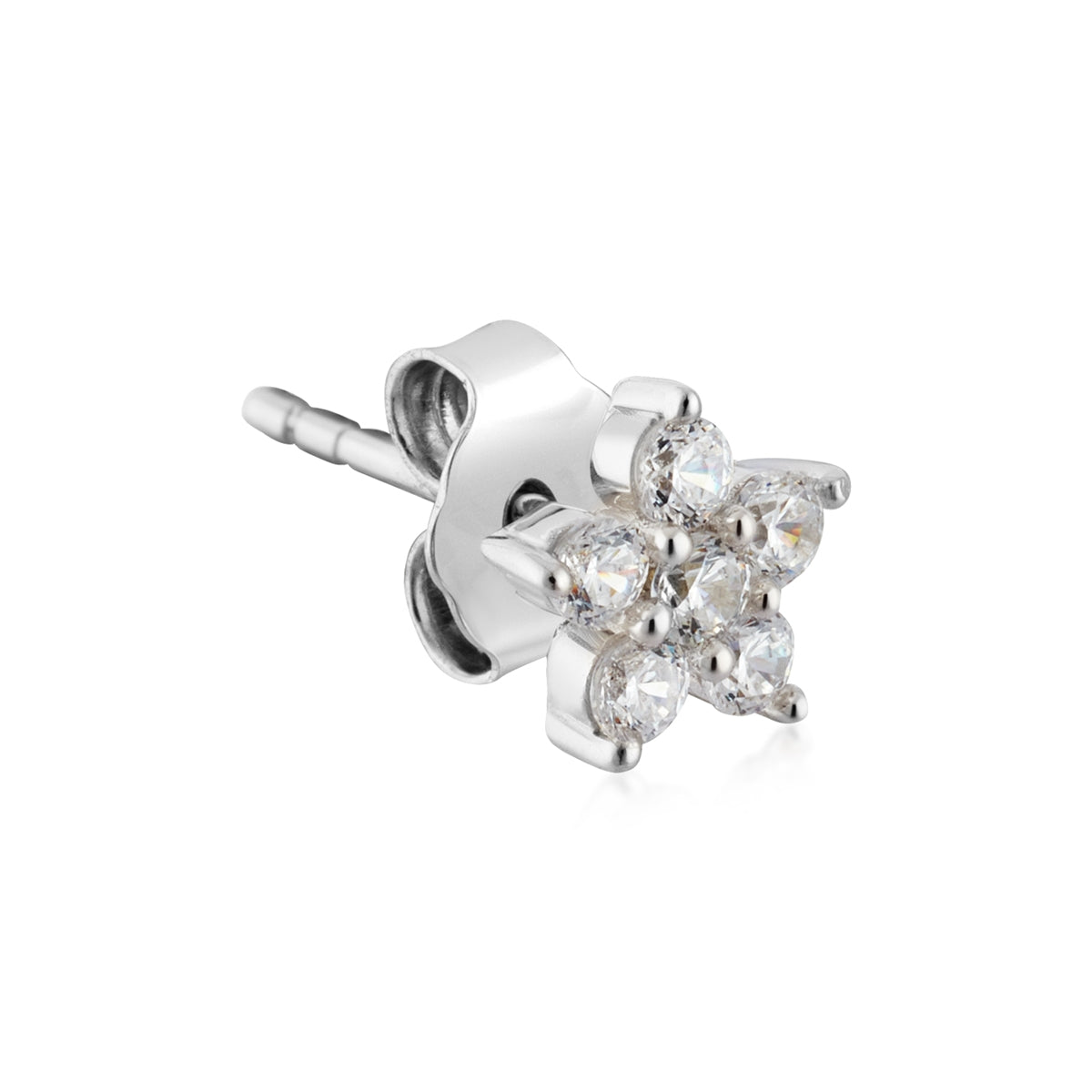 Argento Silver Pavé Floral Star Stud Earrings
