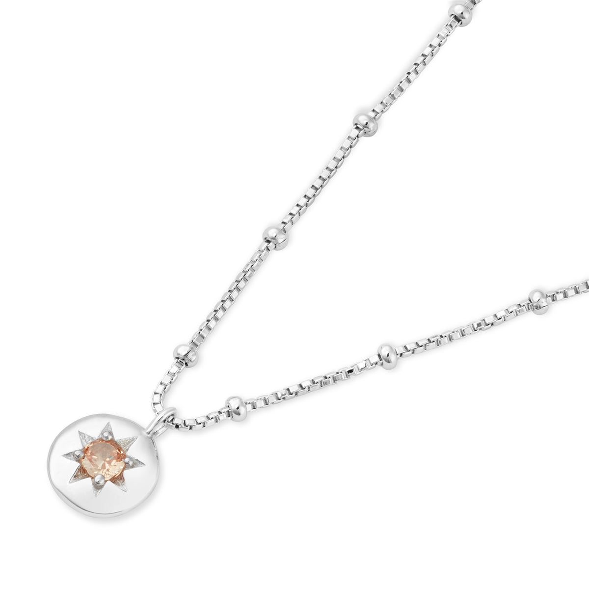 Argento Silver Birthstones November Citrine Necklace