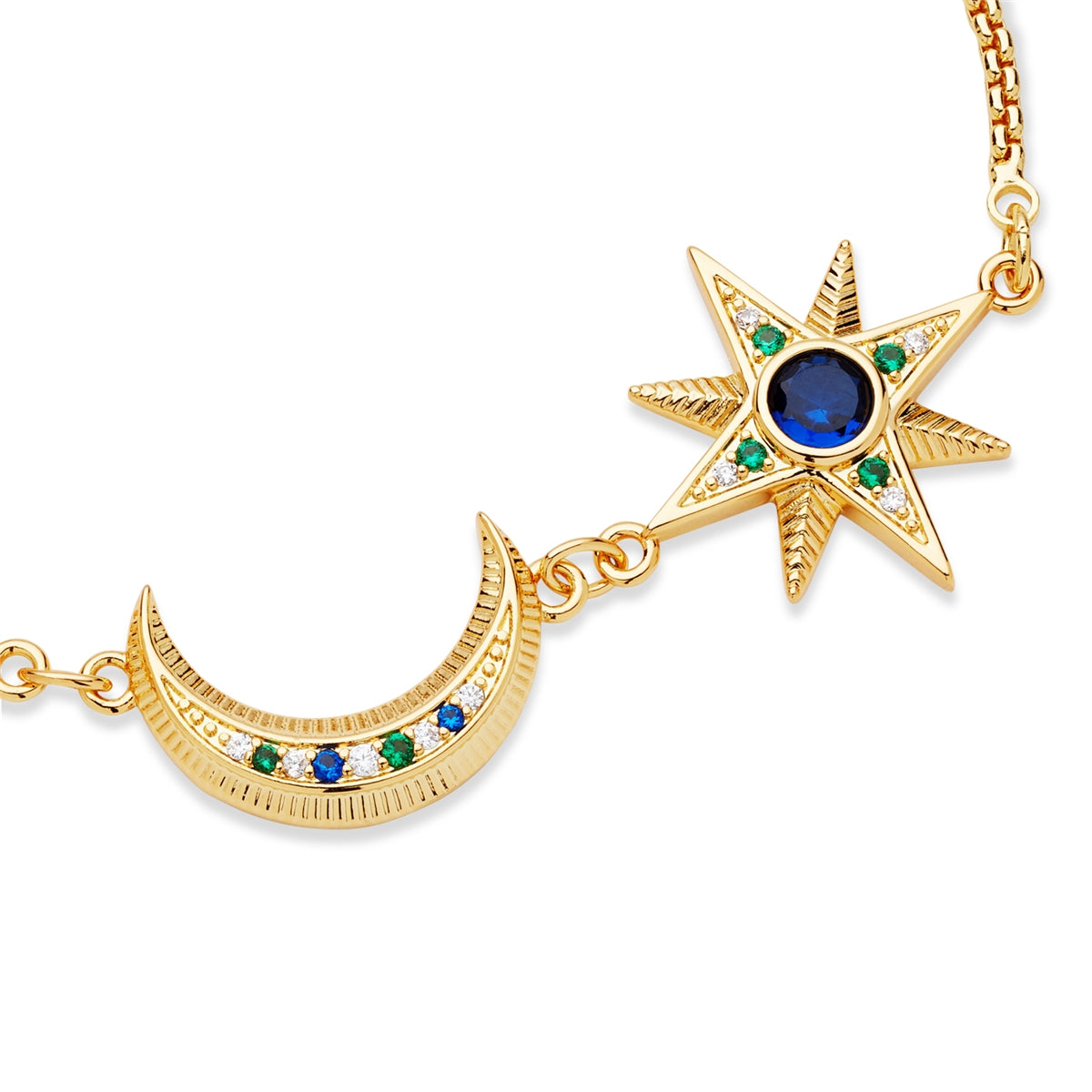 August Woods Gold Moon Star Blue Pull Bracelet