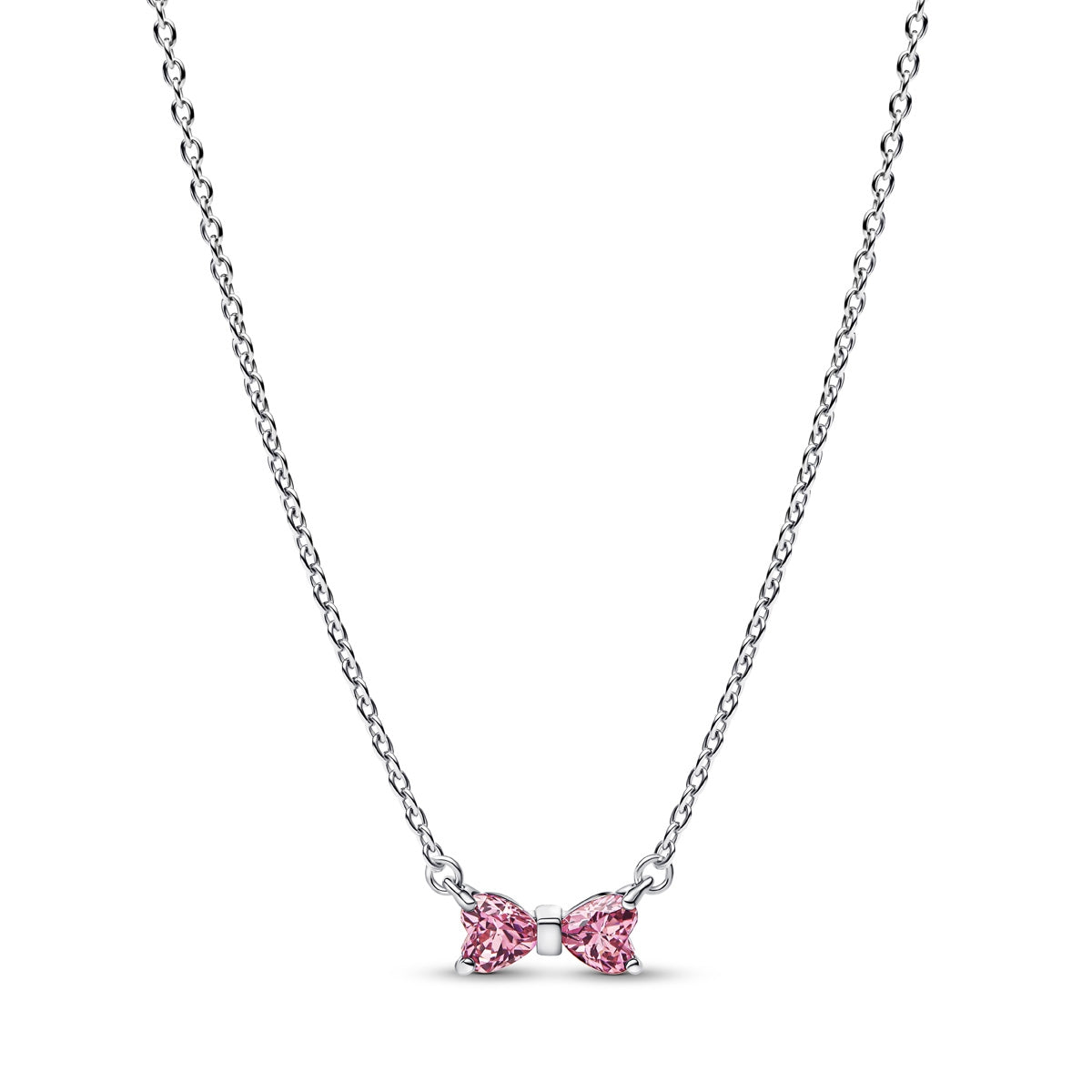 Pandora Silver Pink Bow Pendant Necklace