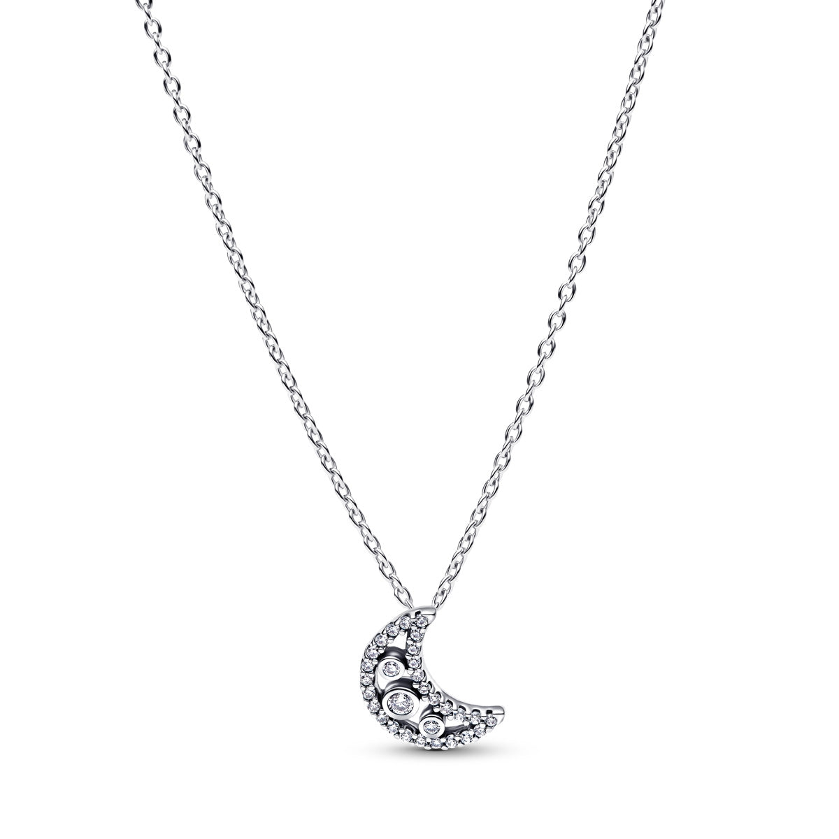 Pandora Silver Crescent Moon Pendant Necklace