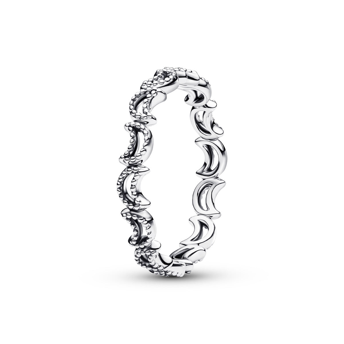 Pandora Silver Crescent Moon Ring