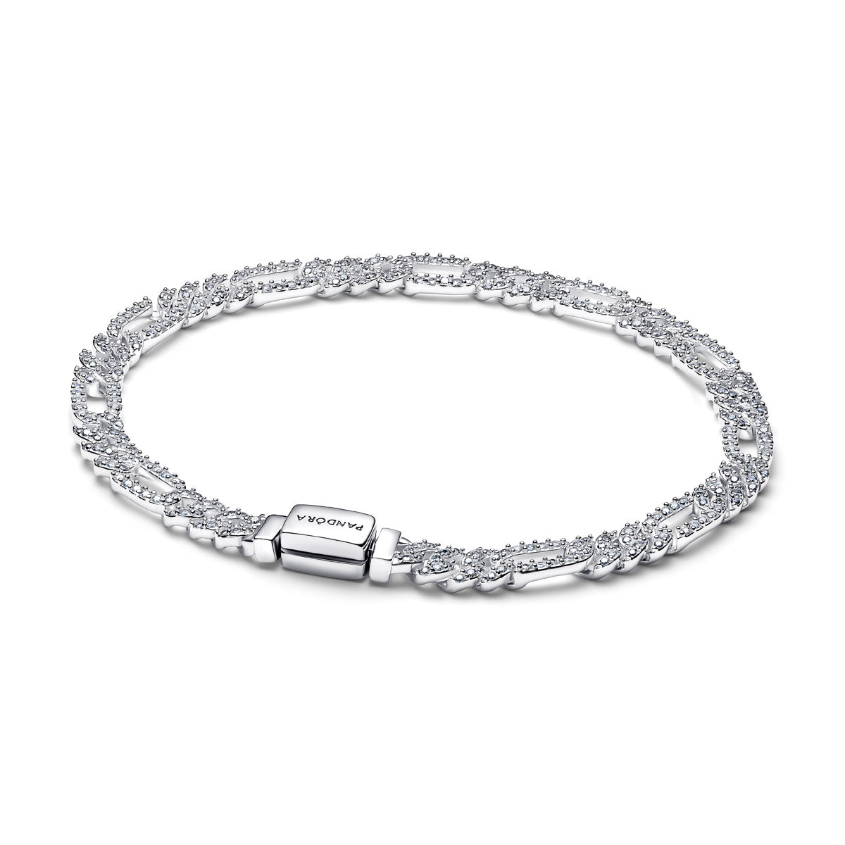 Pandora Silver Pavé Oval Cuban Chain Bracelet