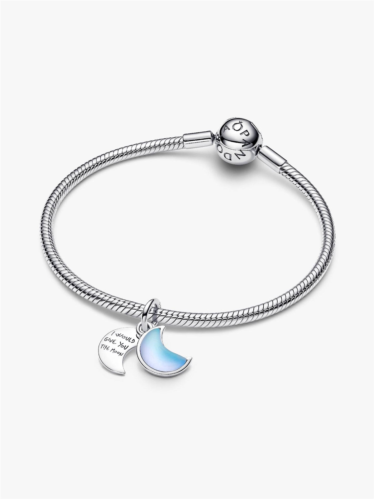 Pandora Silver Crescent Moon Double Dangle Charm