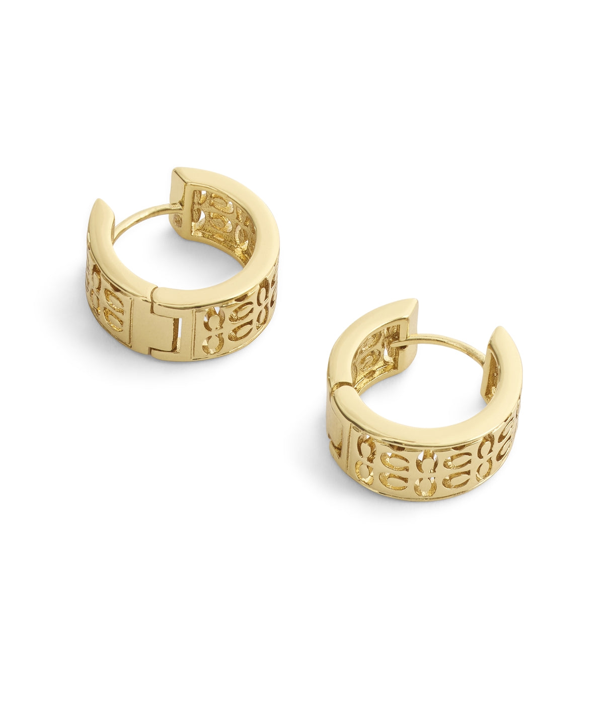 Coach Gold Quilted Cut Out Hoops
