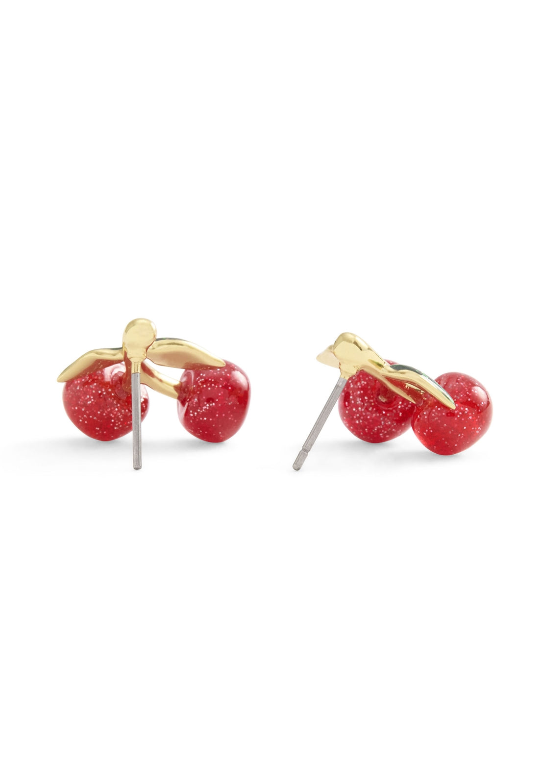 Coach Gold Enamel Green Red Cherry Studs