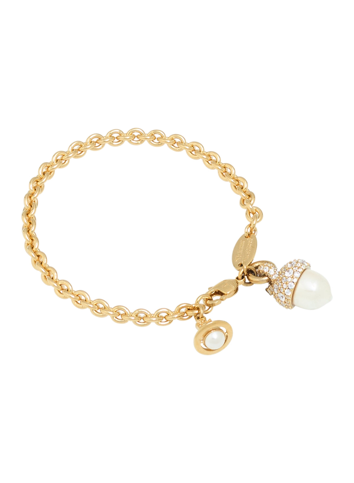 Vivienne Westwood Gold Lucille CZ Pearl Acorn Bracelet