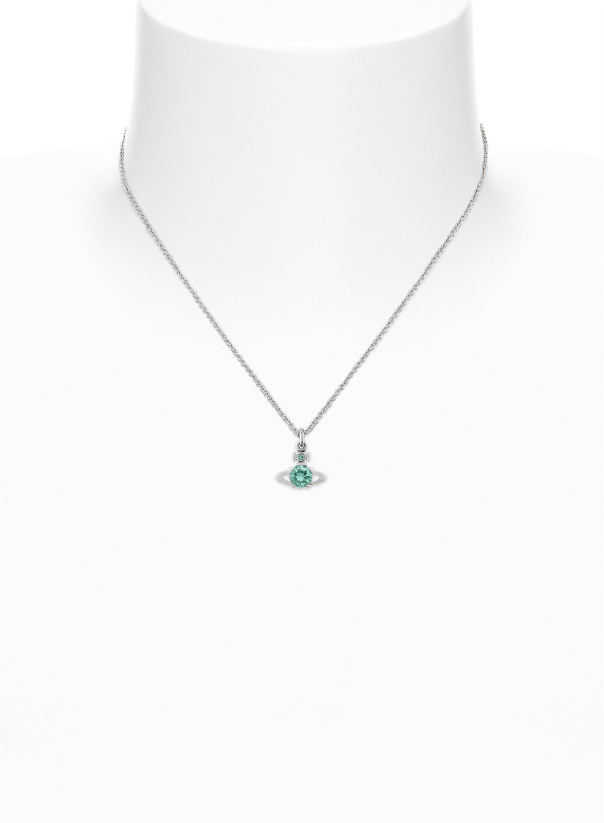 Vivienne Westwood Silver Reina Light Turquoise CZ Necklace