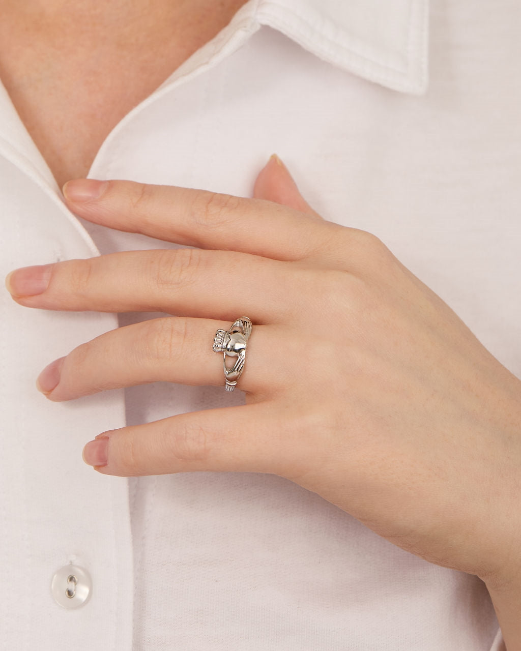 Over & Over Silver Stainless Steel Celtic Claddagh Ring
