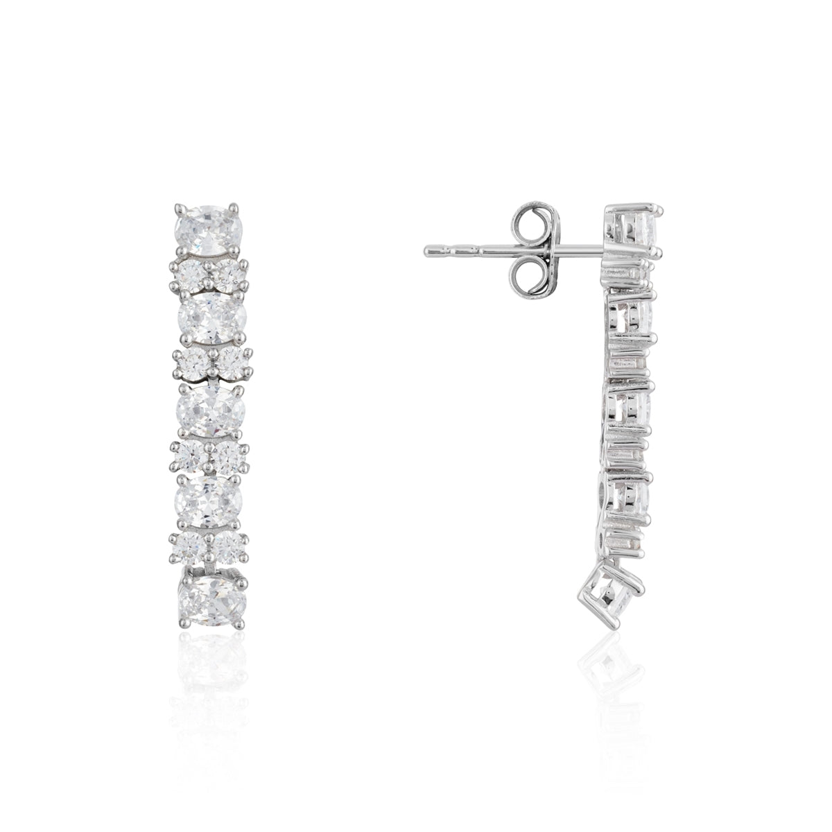 Argento Silver Oval Baguette CZ Row Gift Set