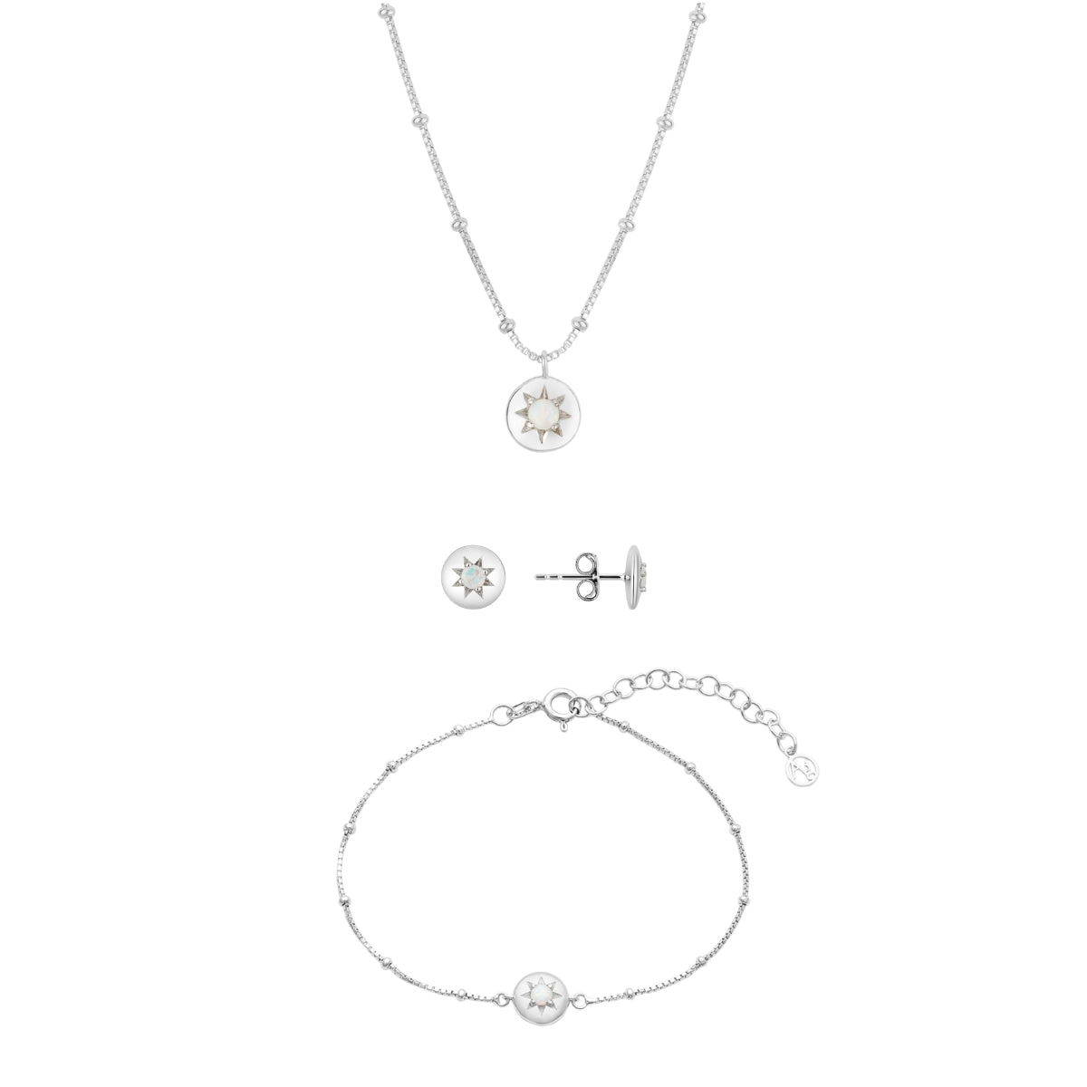 Silver Birthstones October Opal Gift Set