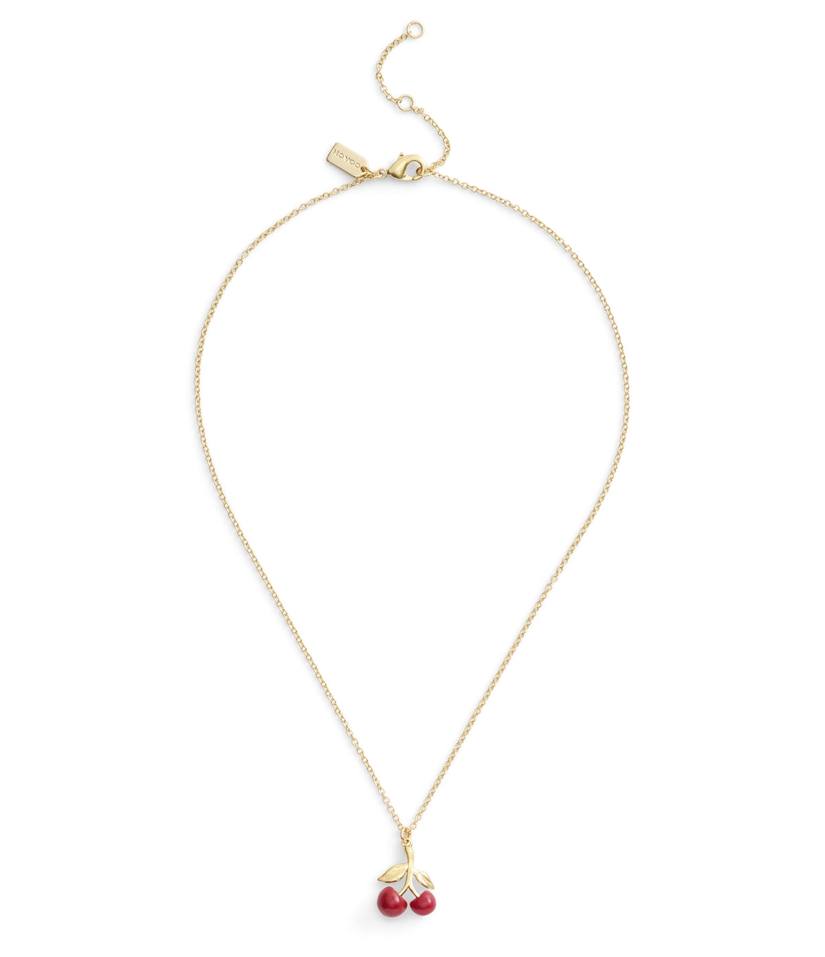 Coach Gold Enamel Red Cherry Necklace