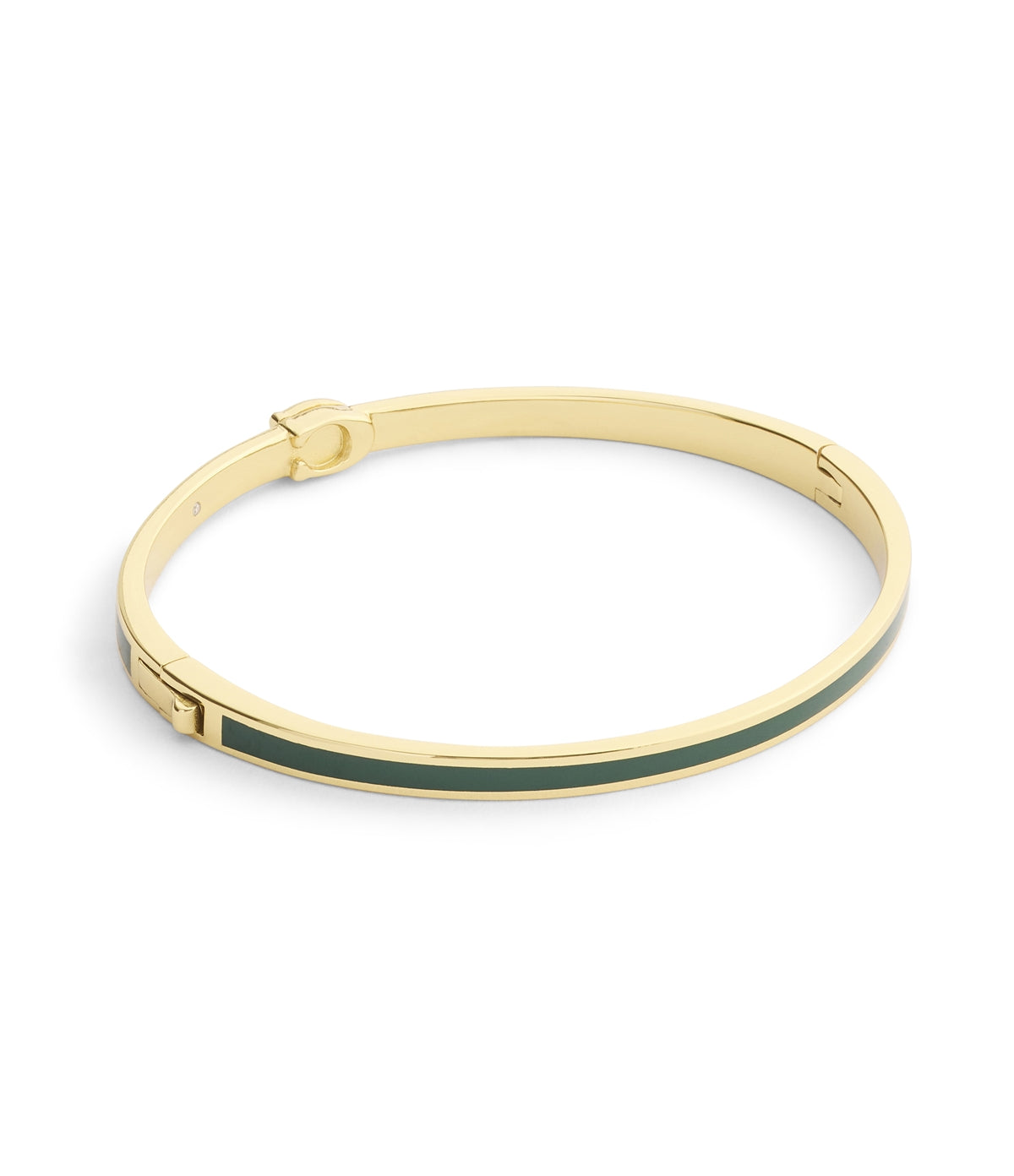 Coach Gold Green C Logo Boxed Bangle
