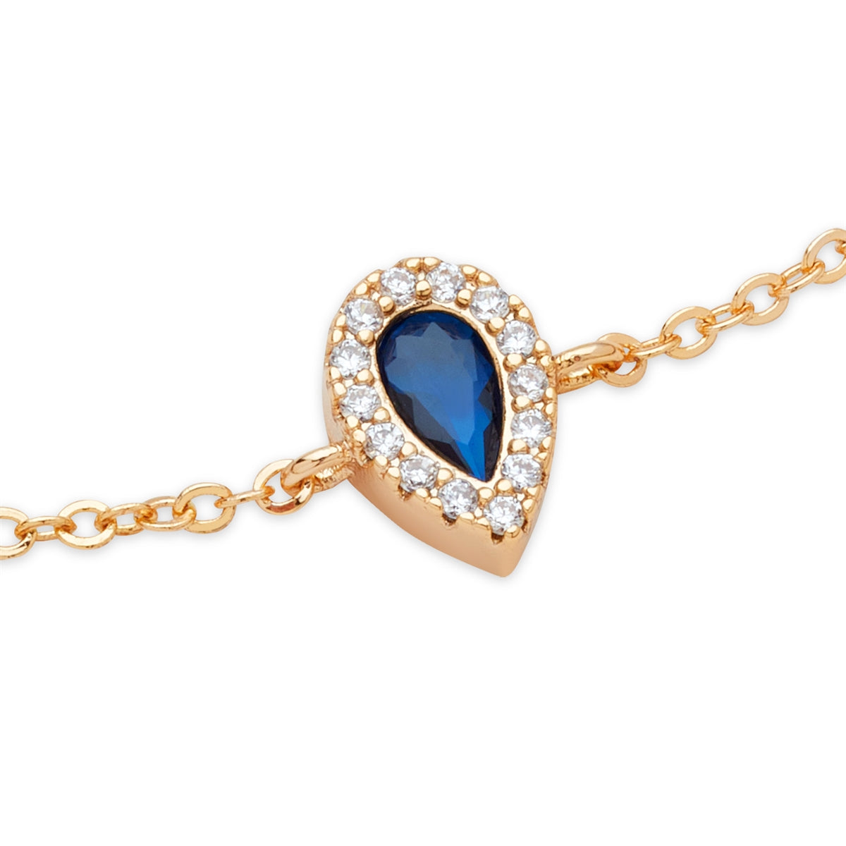 August Woods Gold Blue Halo Teardrop Bracelet