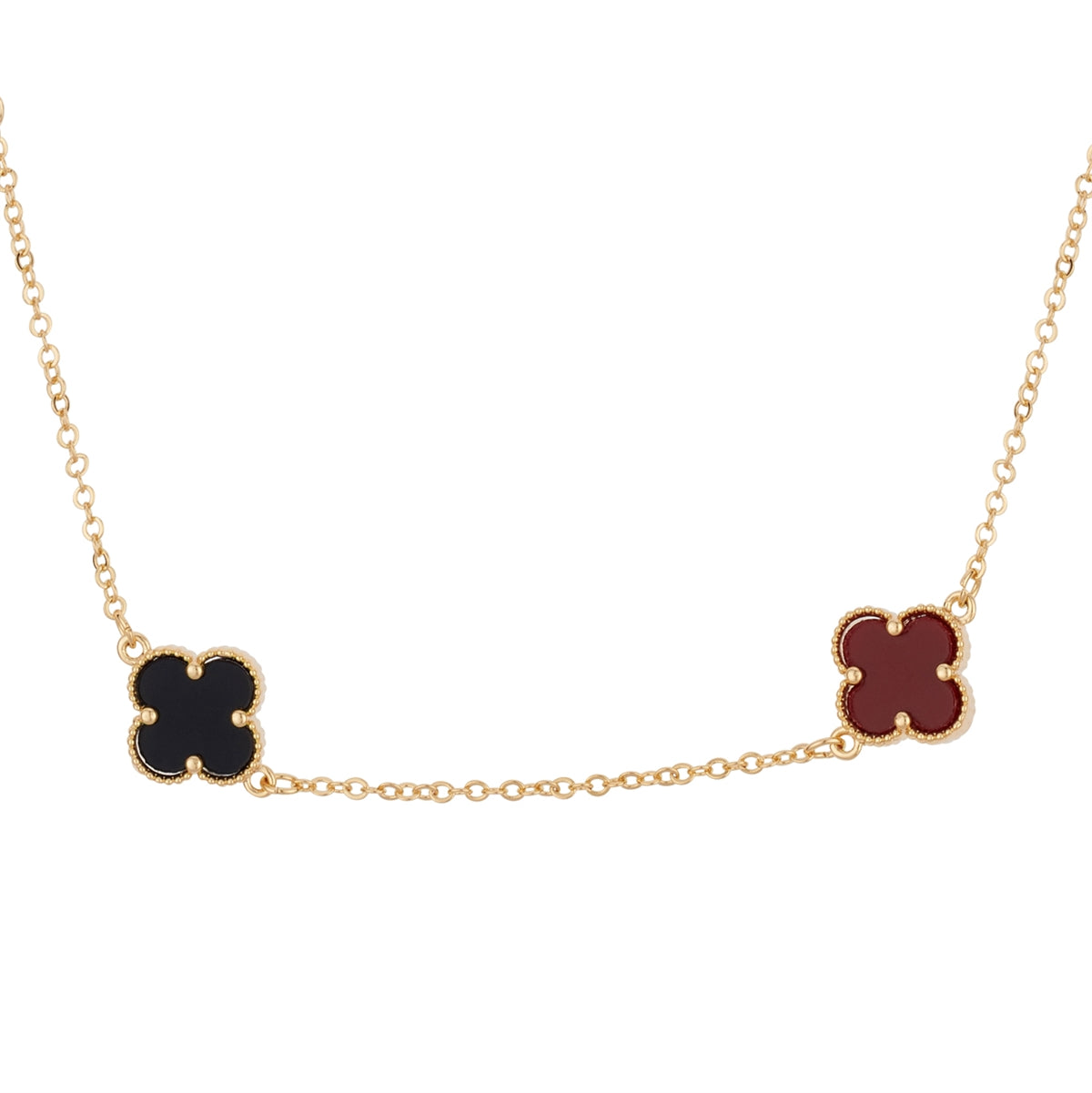 August Woods Gold Burgundy Multi Clover Necklace
