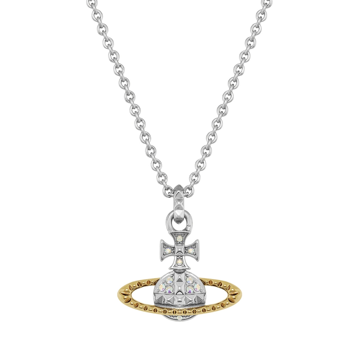 Vivienne Westwood Silver Two Tone Mayfair Bas Relief Stud Necklace