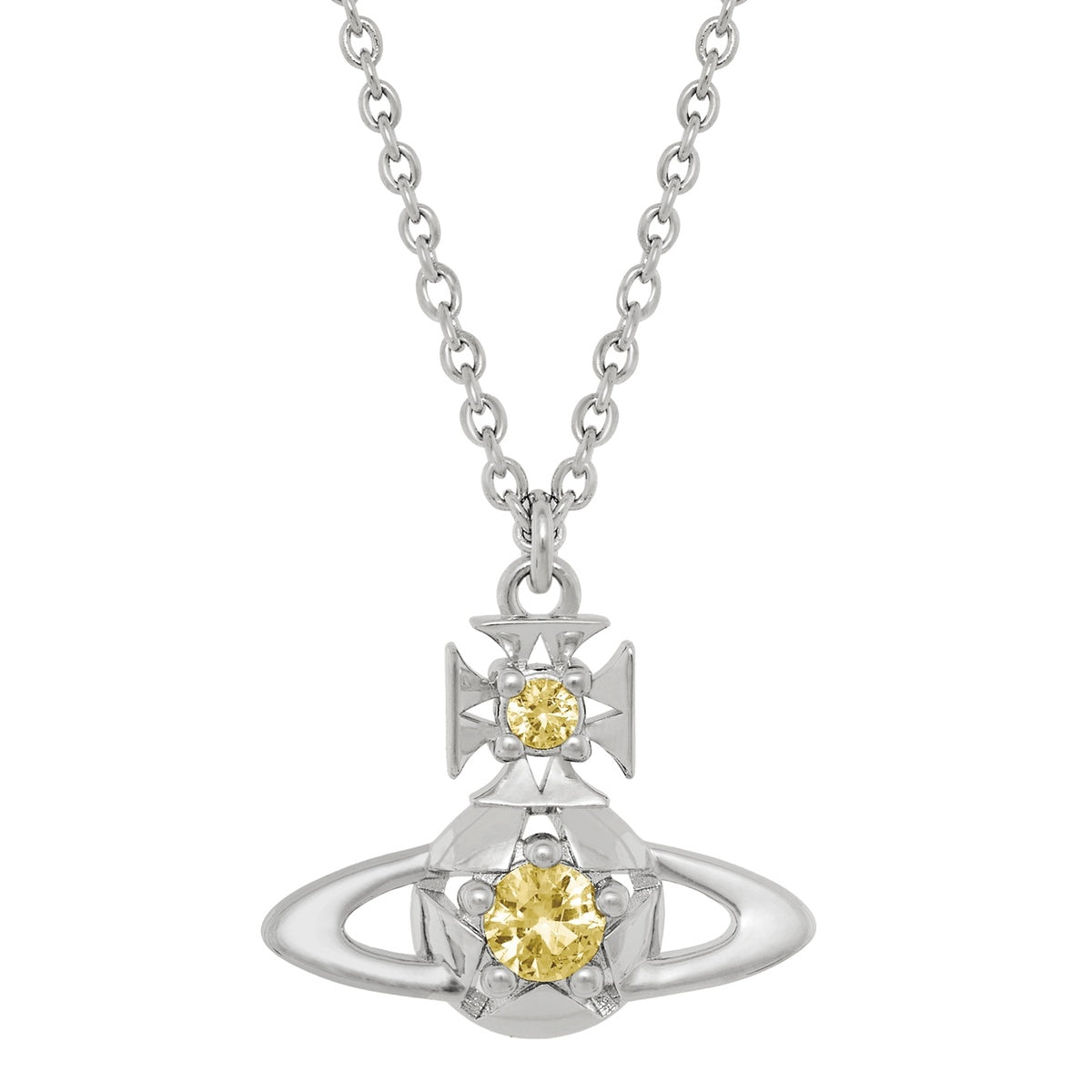 Vivienne Westwood Silver Lee Orb Star Yellow CZ Necklace