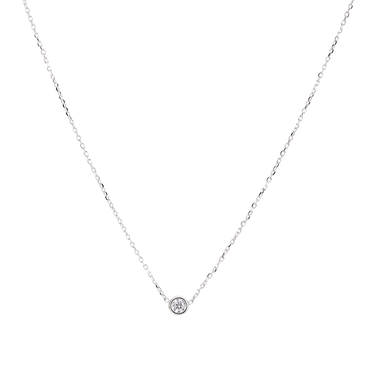 Argento Silver Solitaire CZ Necklace