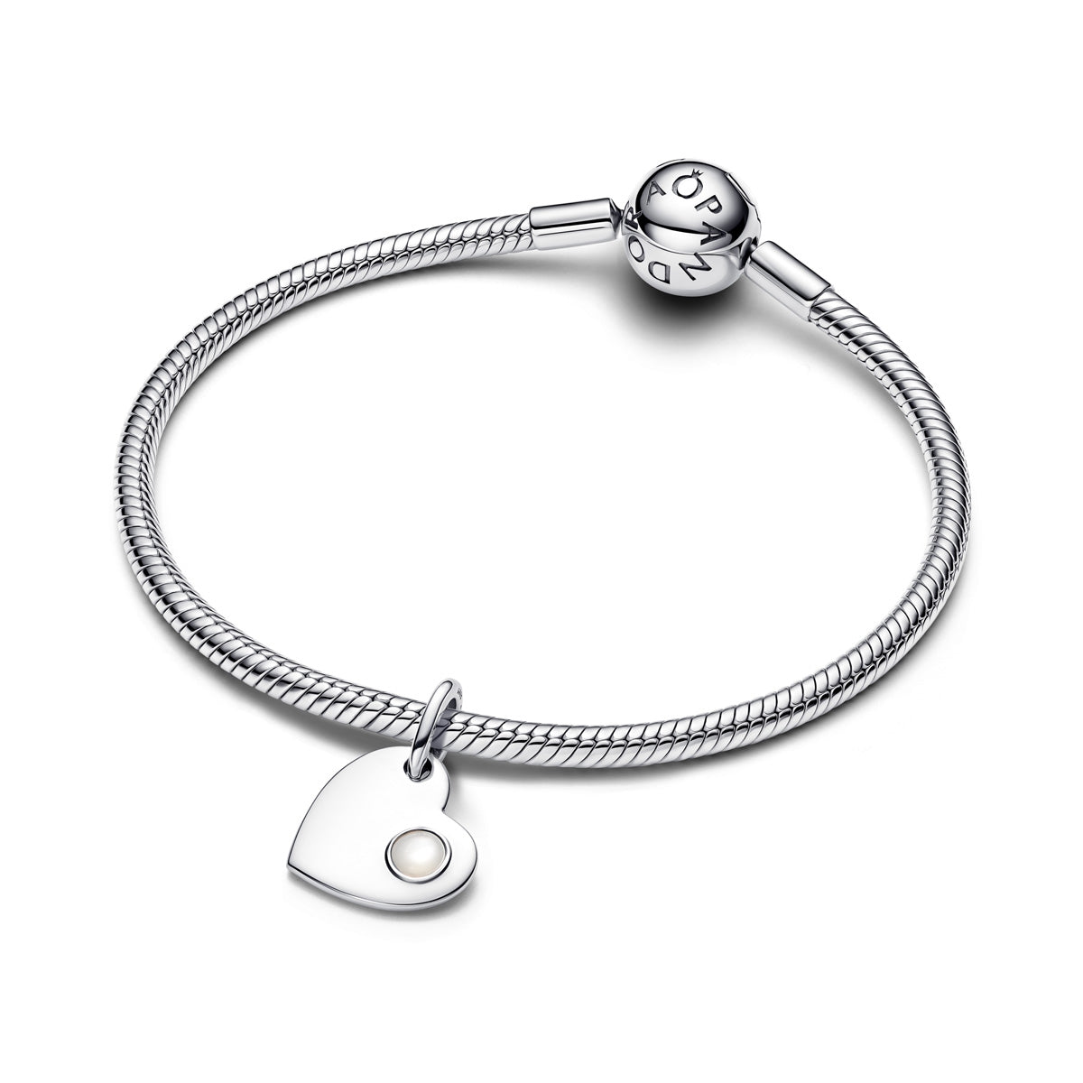 Pandora Silver June Birthstone Engravable Heart Dangle Charm